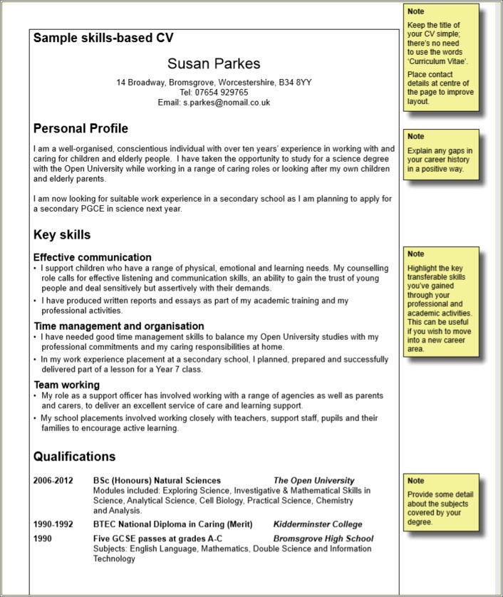 Writing A Resume Based On Skills