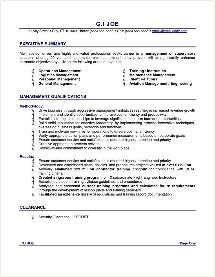 Writing A Summary Statement On A Resume