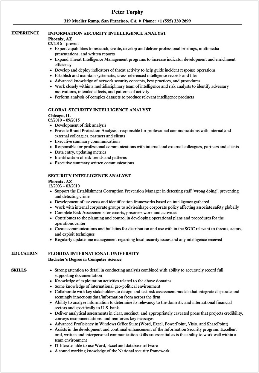 Writing Good Resume Objective For Nsa Job