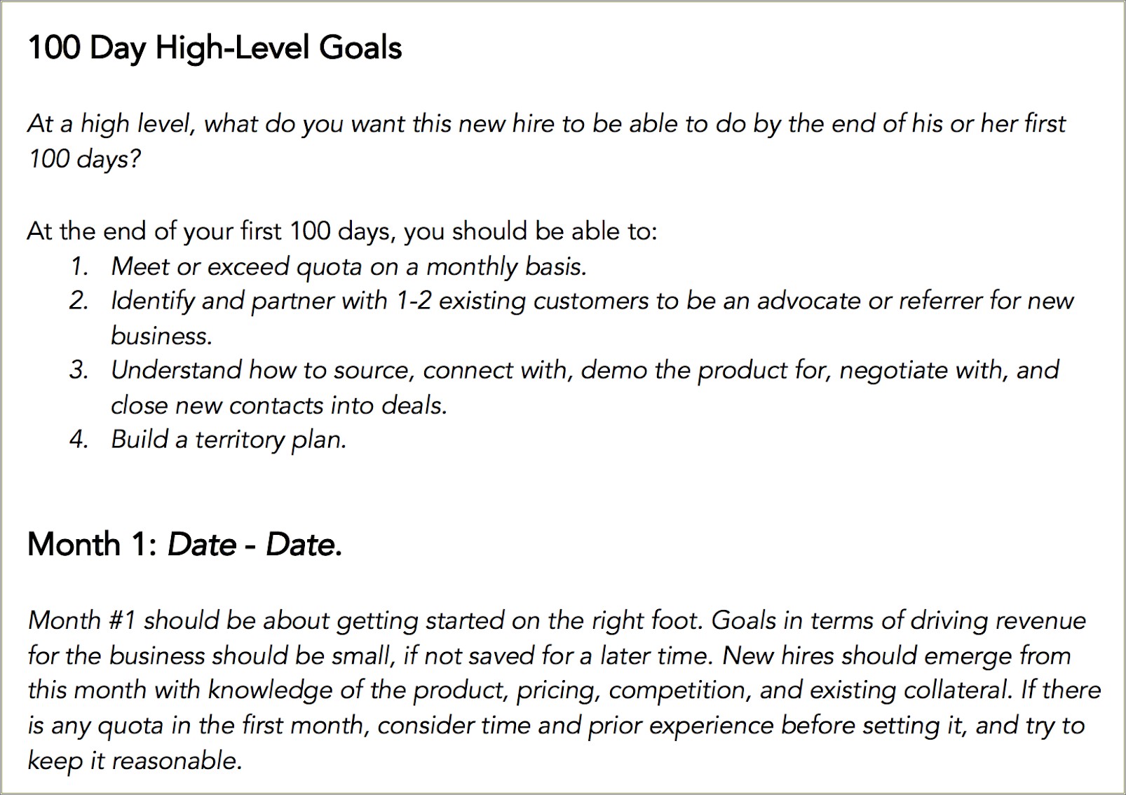 30 60 90 Day Plan Template Excel Free