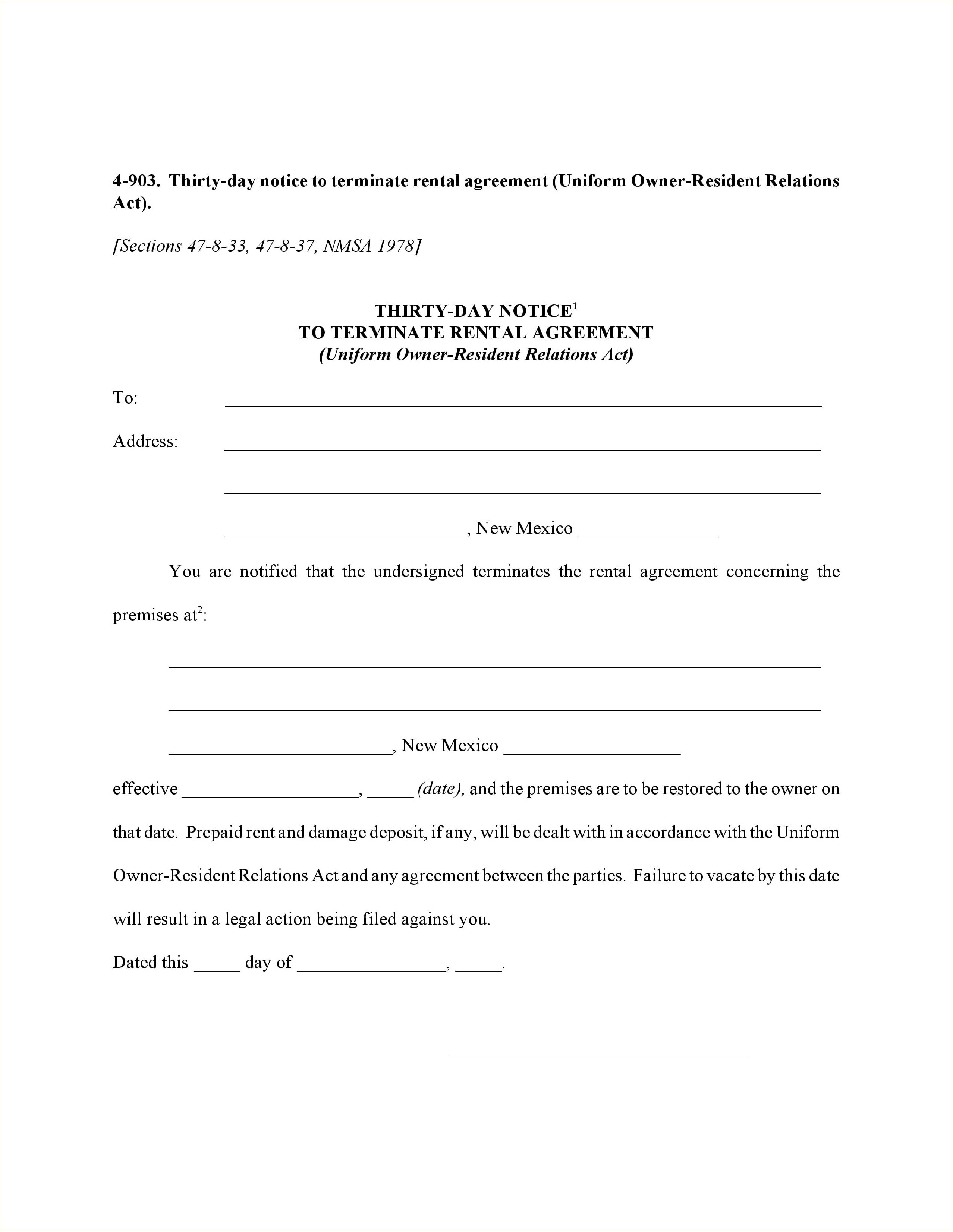 30 Day Notice To Vacate California Template Free
