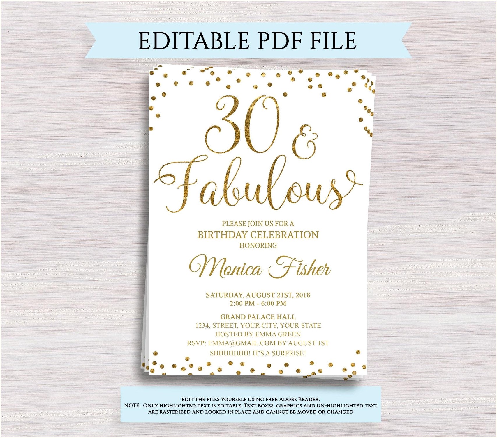 30th Surprise Birthday Party Invitation Template Free
