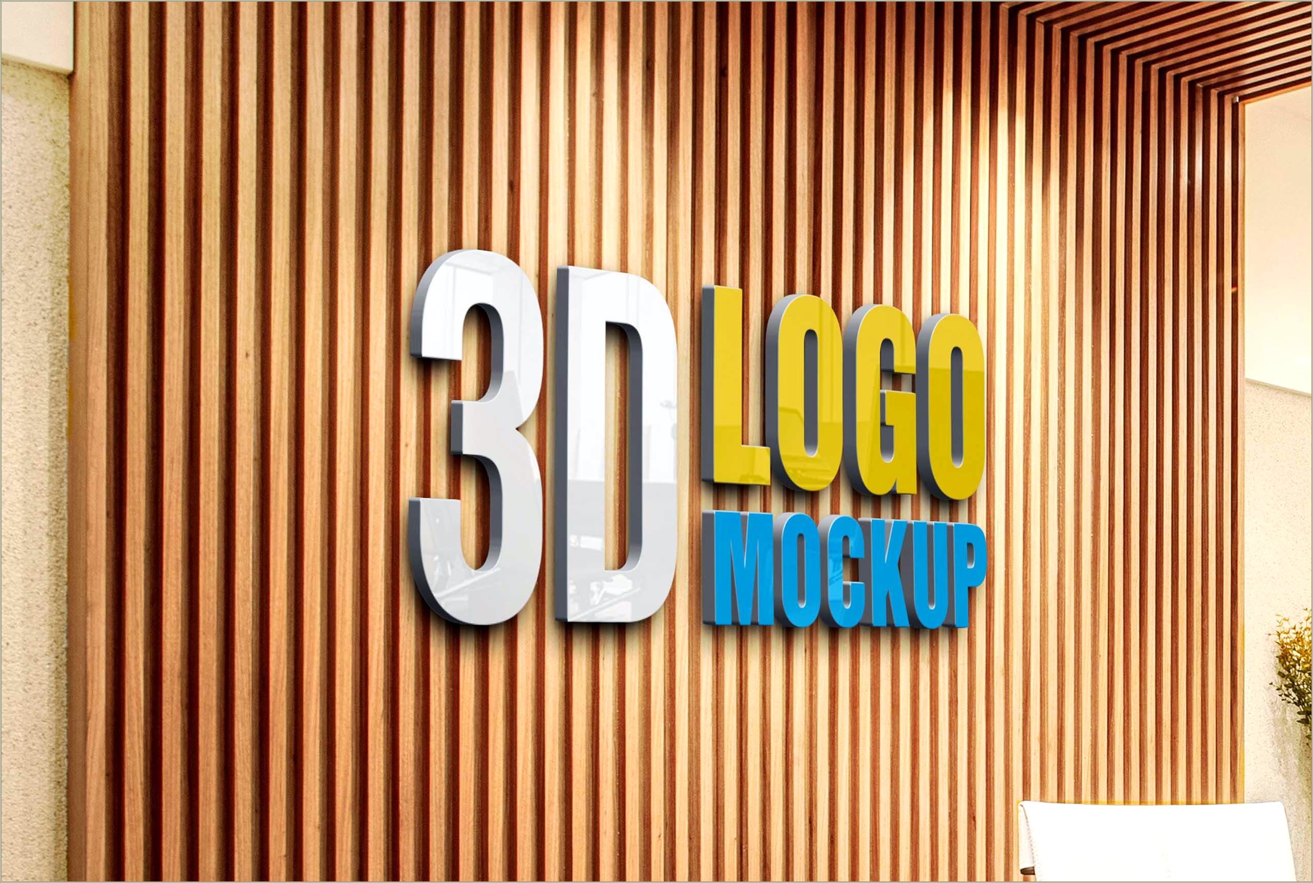 3d Wall Logo Mockup Template Free Download