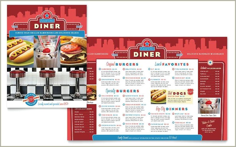 50's Diner Menu Templates Free Download