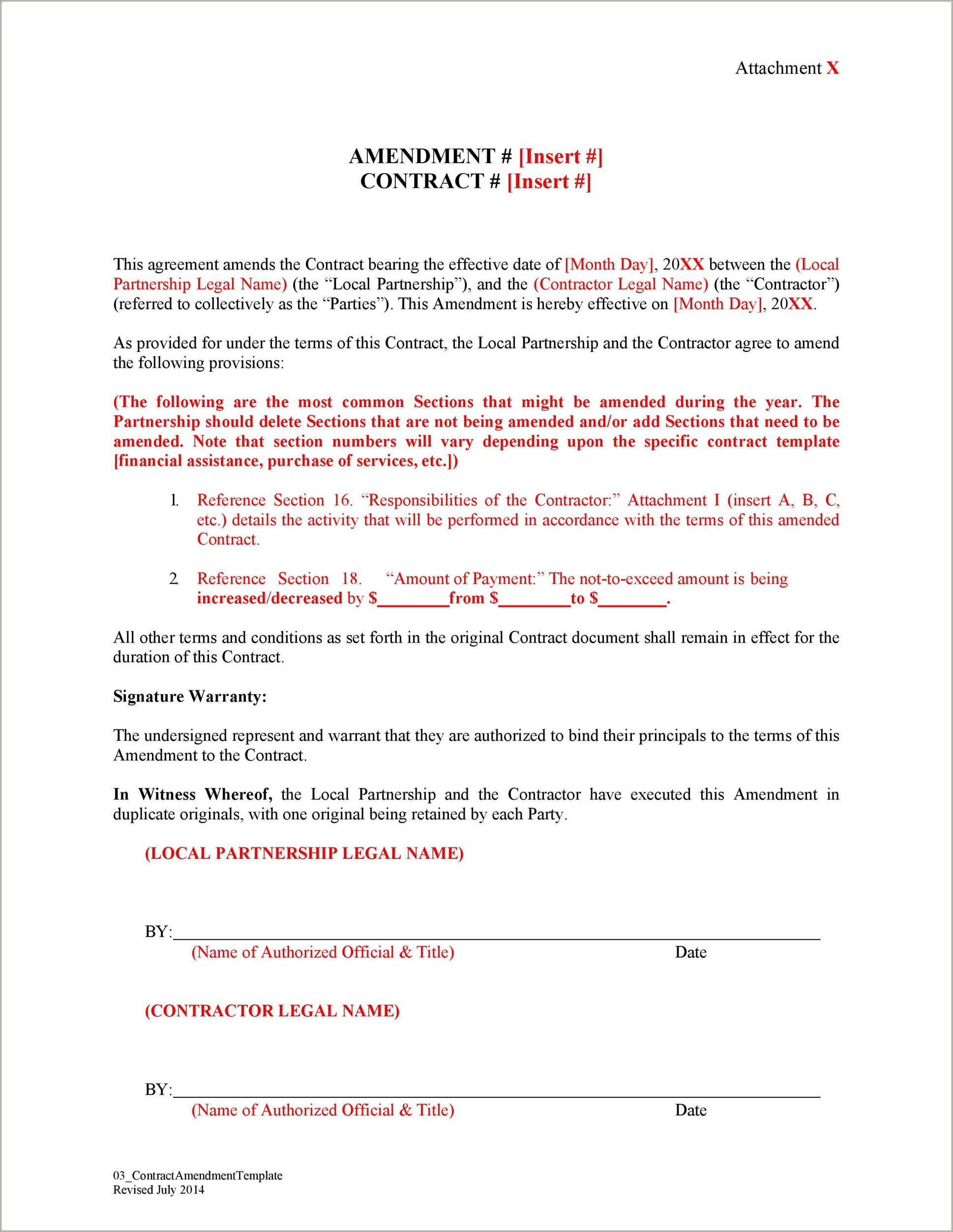 Addendum To Contract To Add Name Template Free
