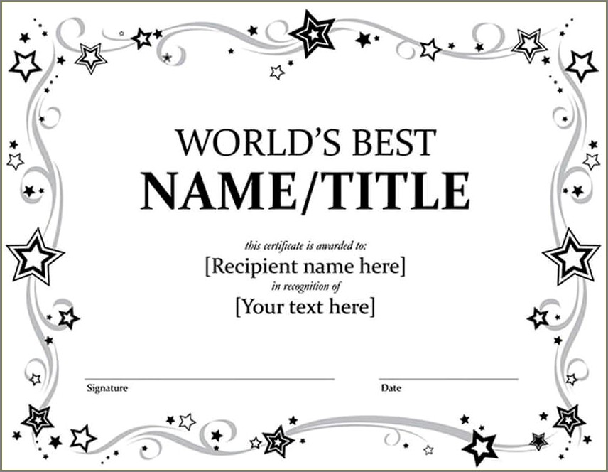 Award Certificate Template With Place For Pictures Free