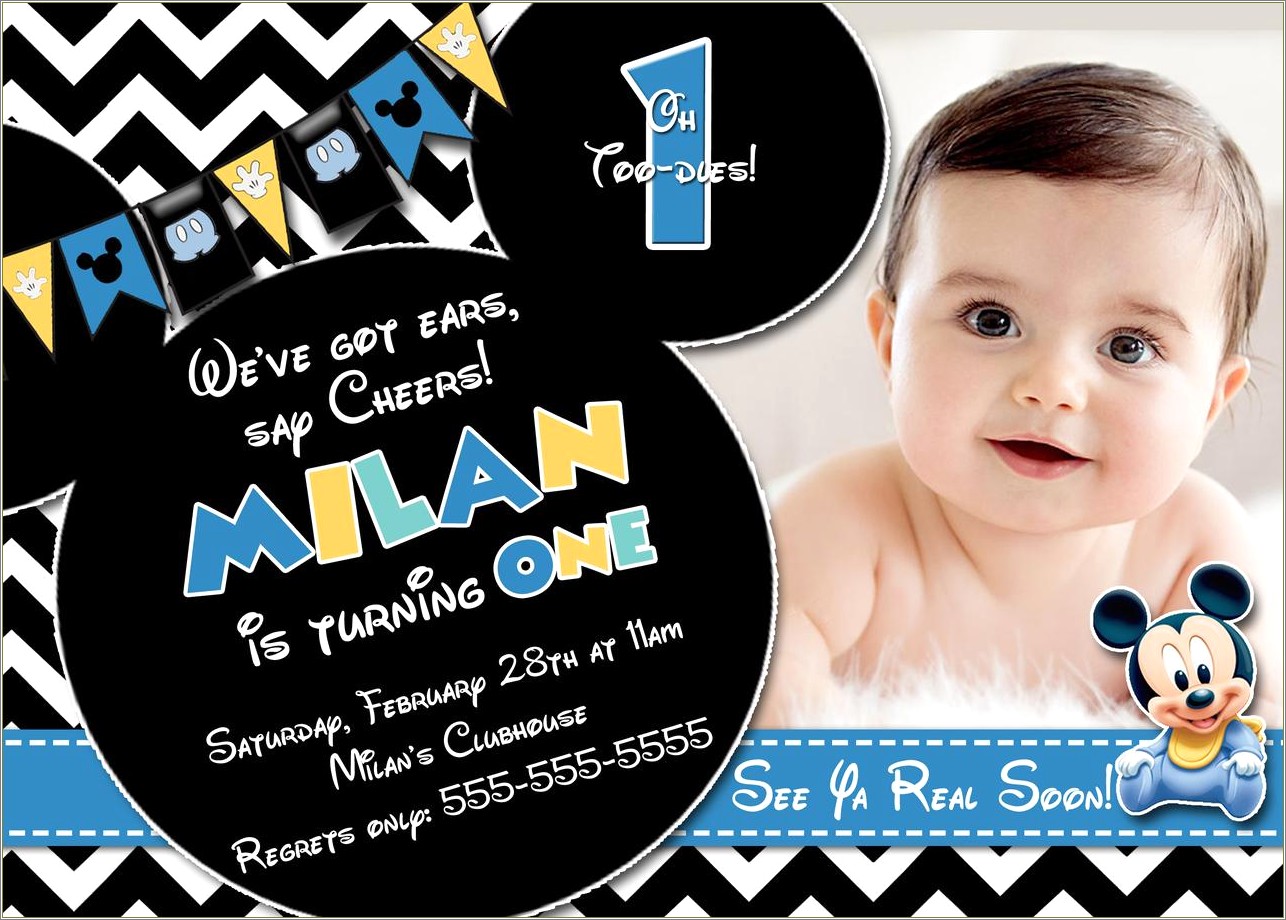 Baby Mickey Mouse Invitation Template Free Download