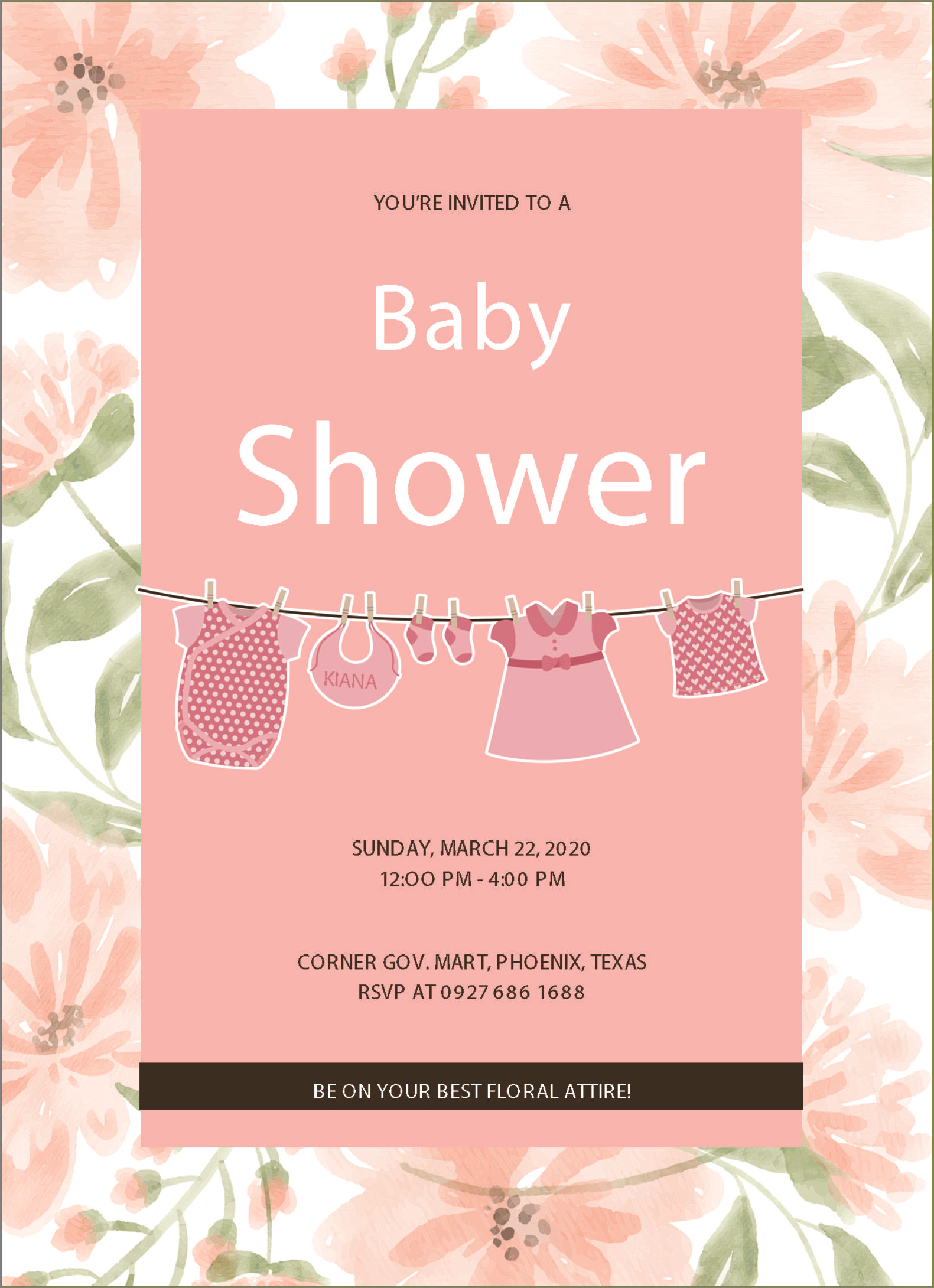 Baby Shower Invitation Free Template For Word