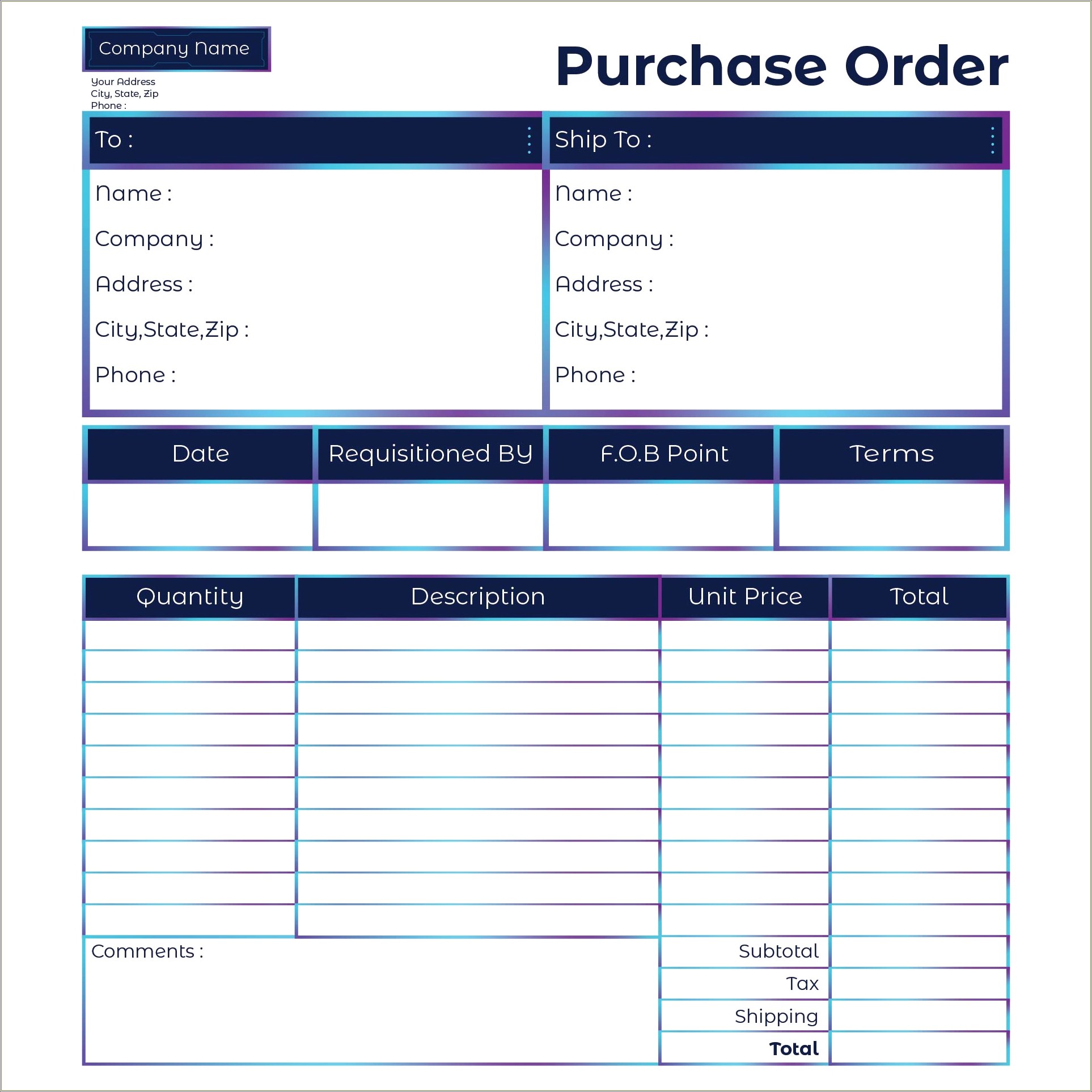 Basic Printable Order Forms Templates Free For Word