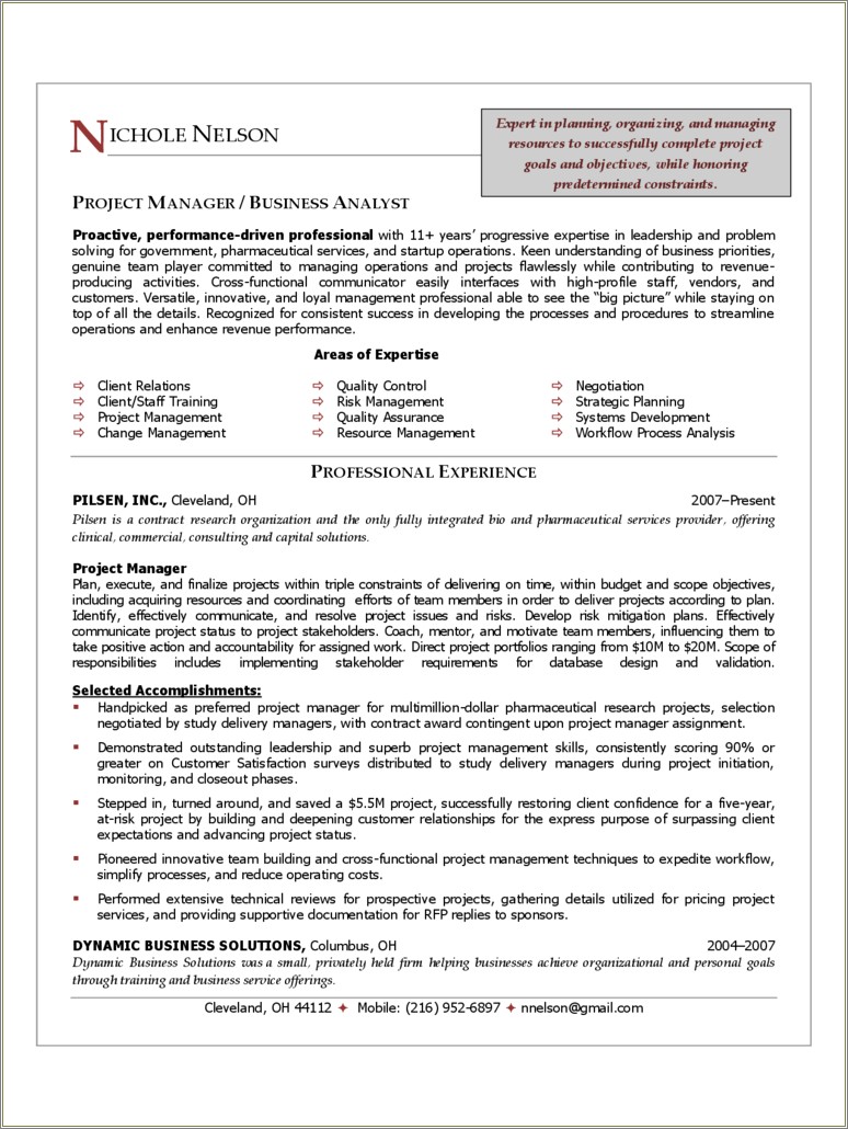 Best Project Manager Resume Download