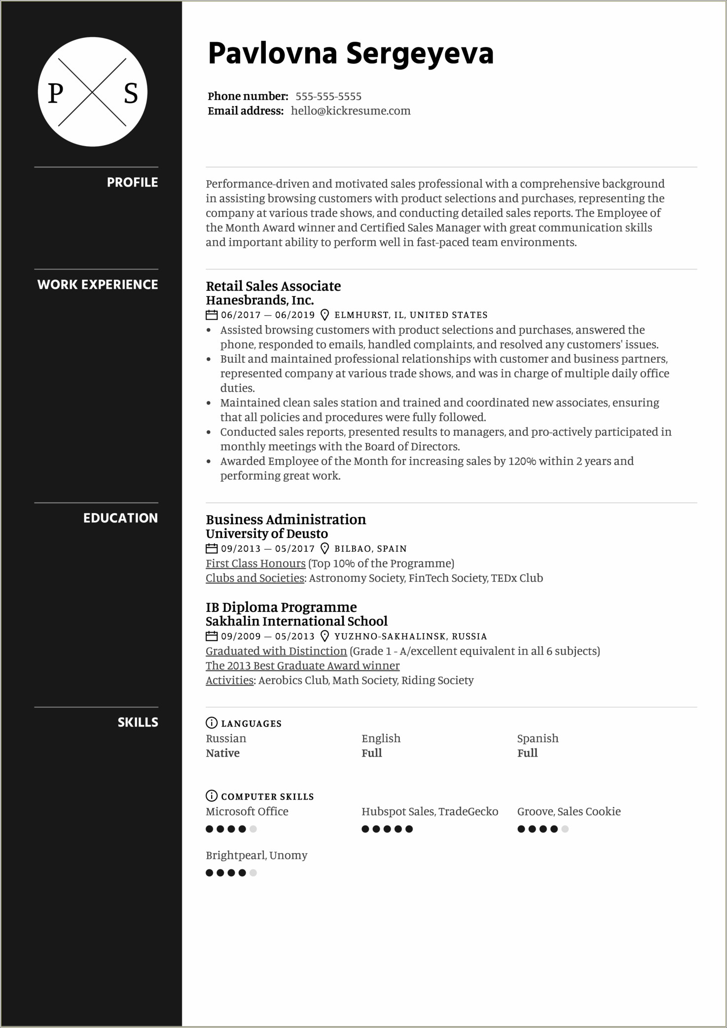 Best Resume For Sales Position