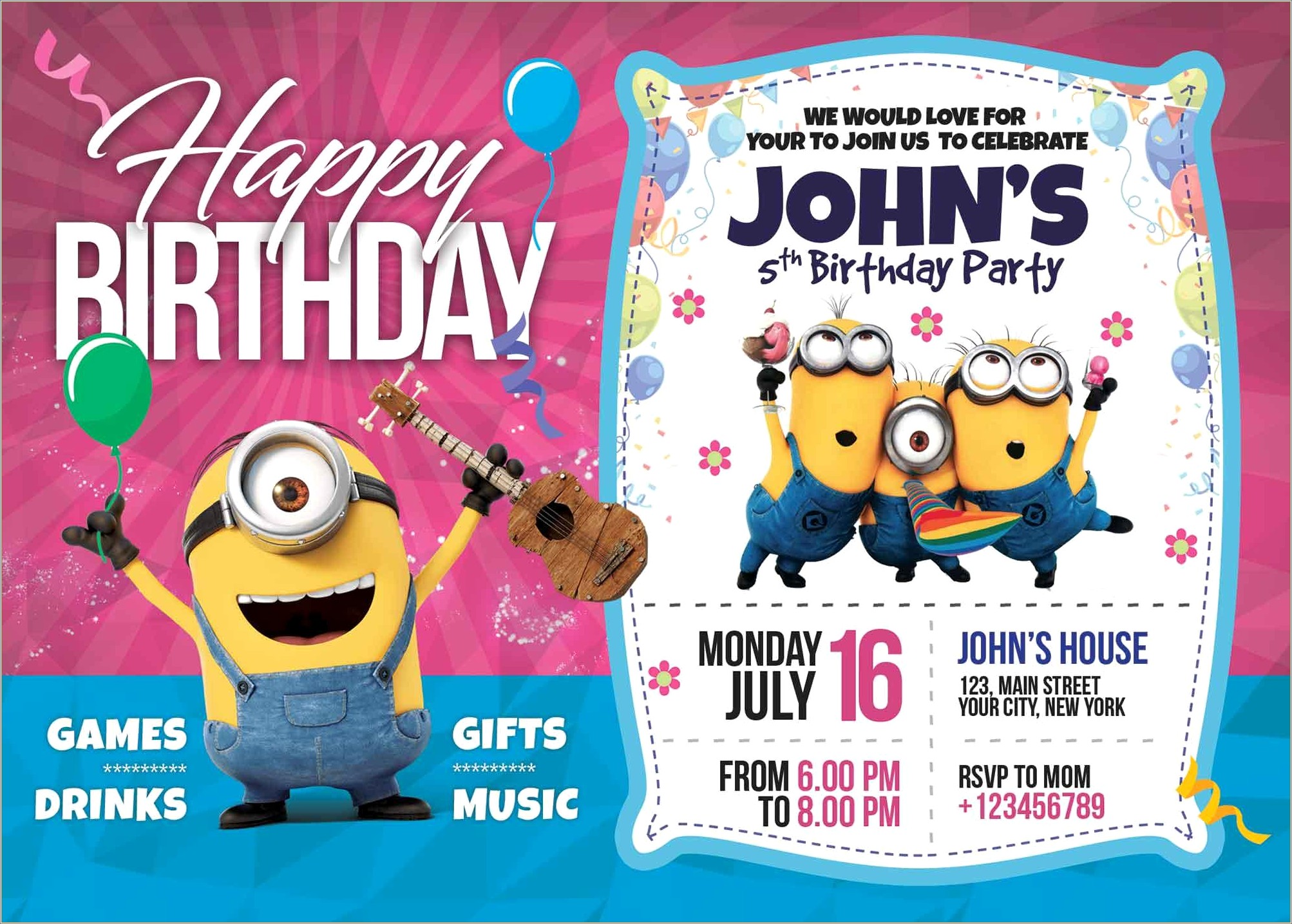 Birthday Party Invitation Card Template Free Download