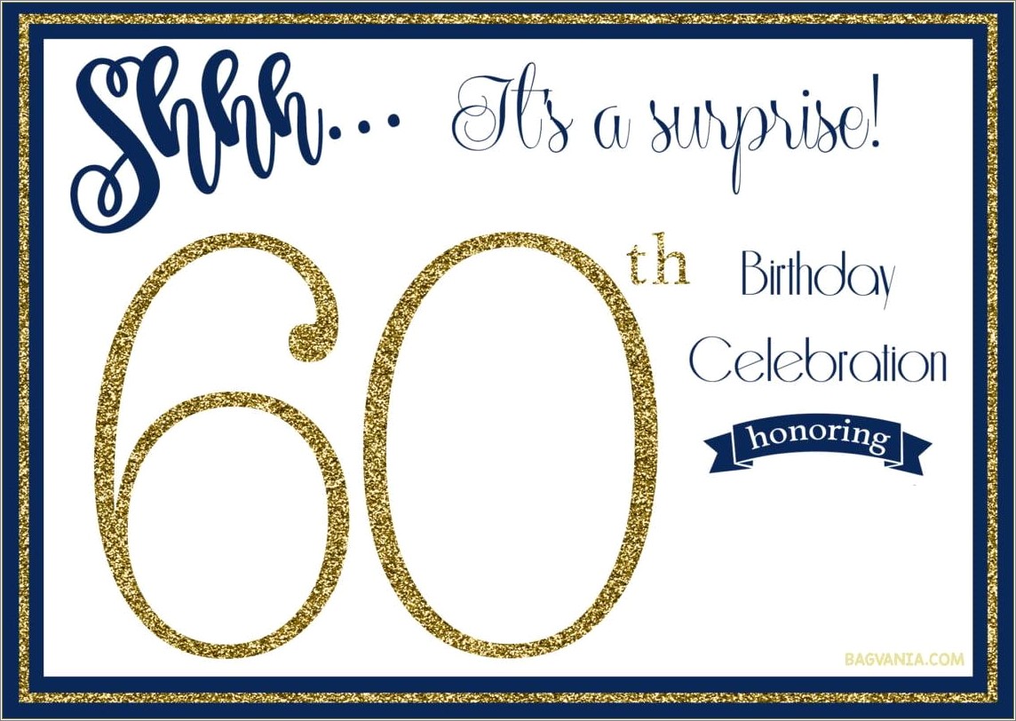 Blank 60th Birthday Party Templates Free Download