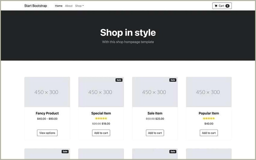 Bootstrap Add To Cart Template Free Download