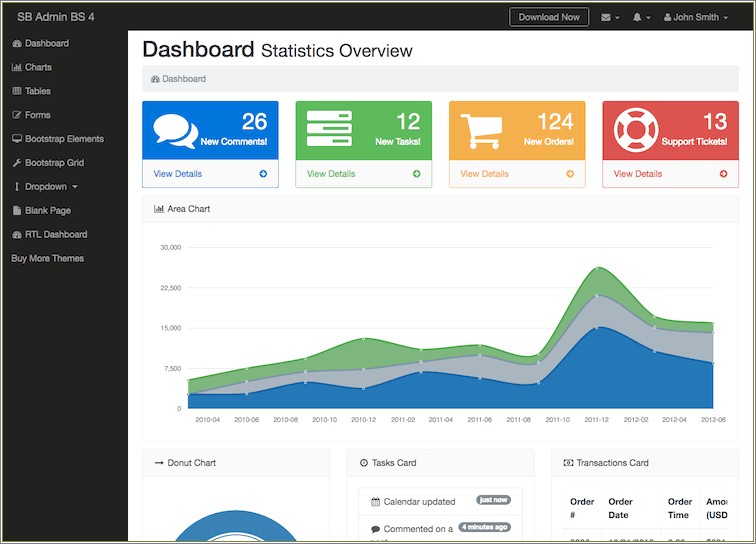 Bootstrap Cdn Web Portal With Table Free Template