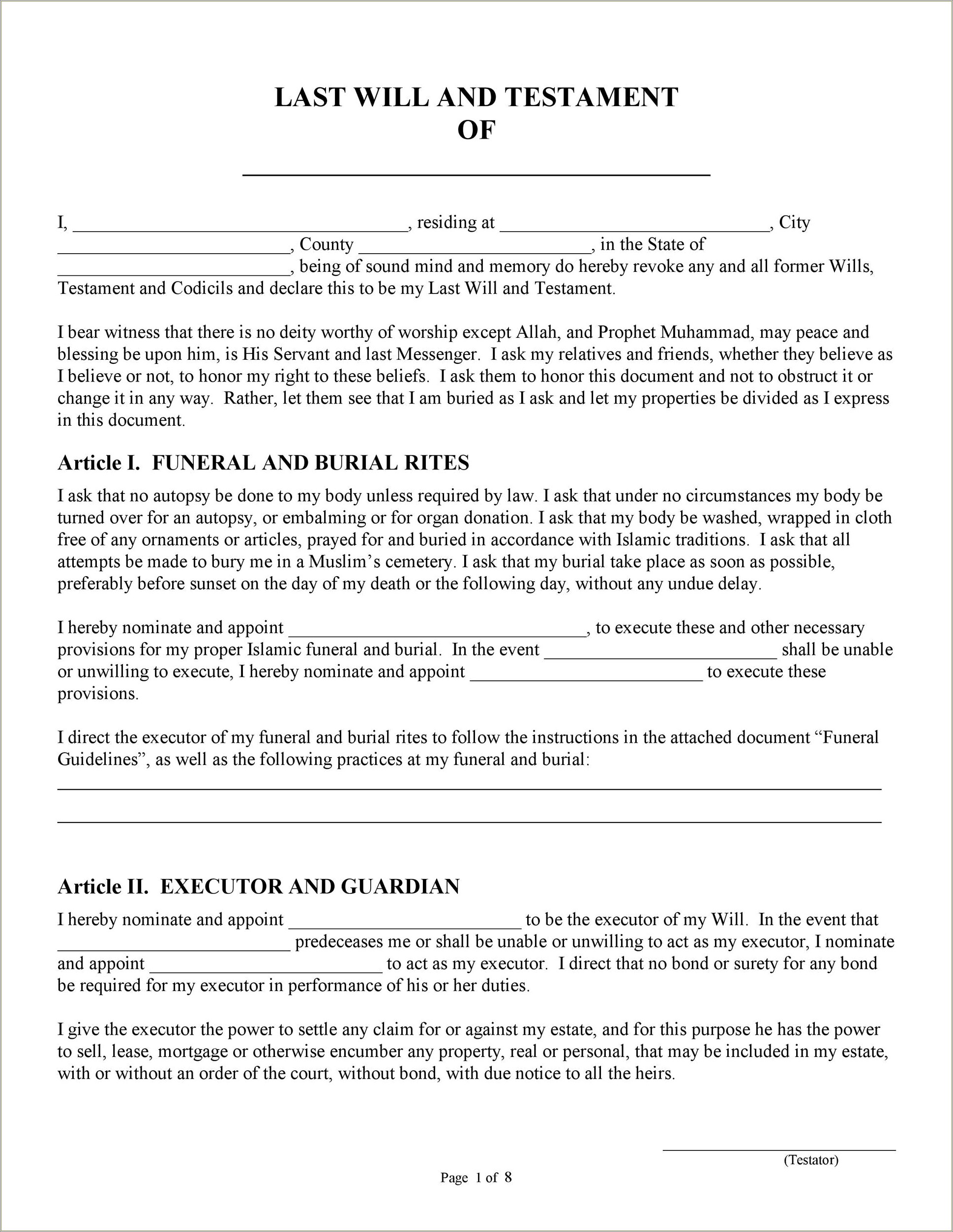 California Last Will And Testament Free Template Resume Example Gallery