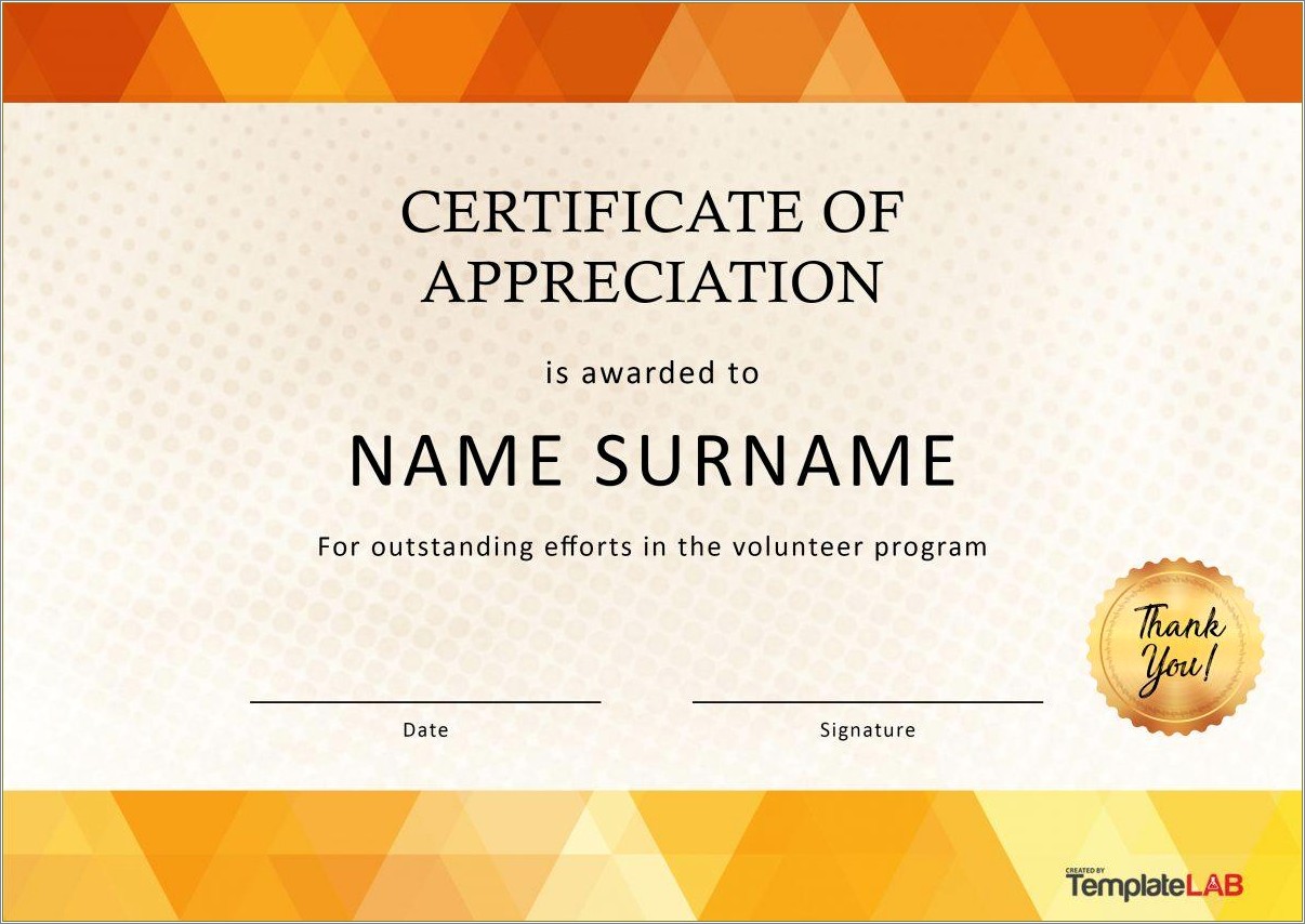 Certificate Of Appreciation For Volunteers Templates Free Downloads