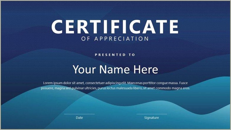 Certificate Of Appreciation Template Powerpoint Free Download