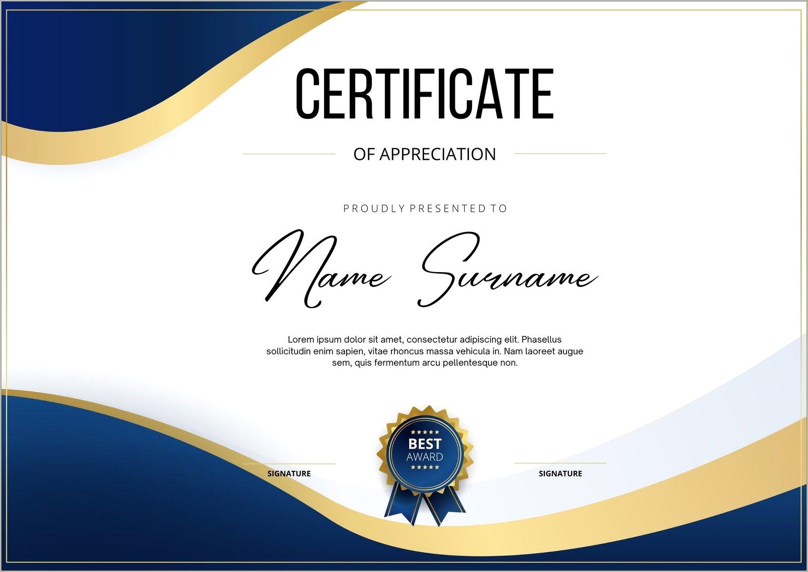 Certificate Of Employee Appreciation Template Free Download