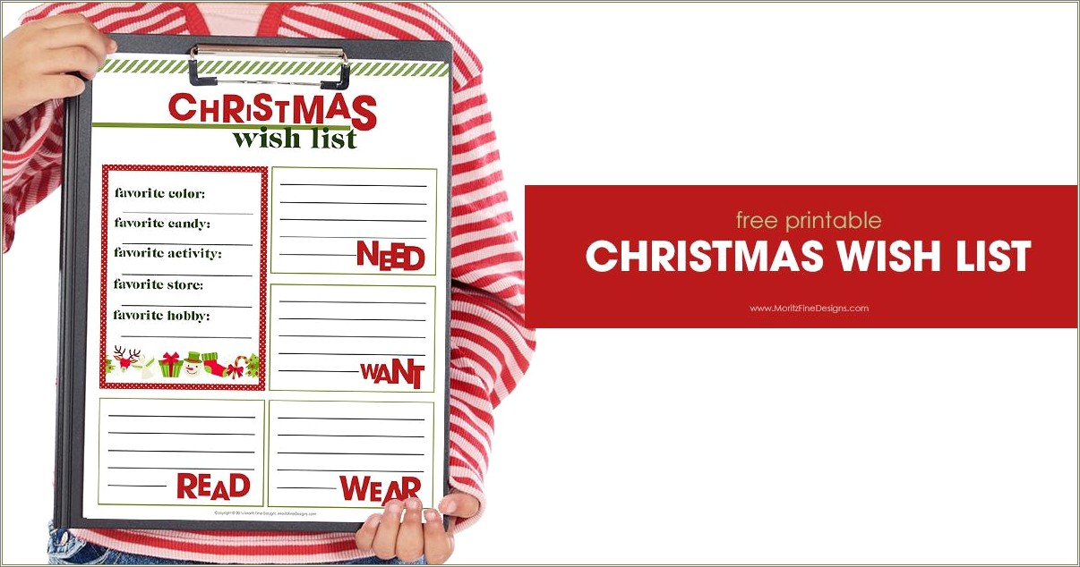 Christmas Wish List 2017 Template Free Printable