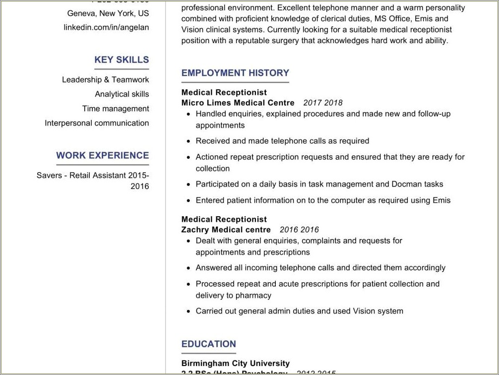 Contemporary Medical Secretary Resume Samples