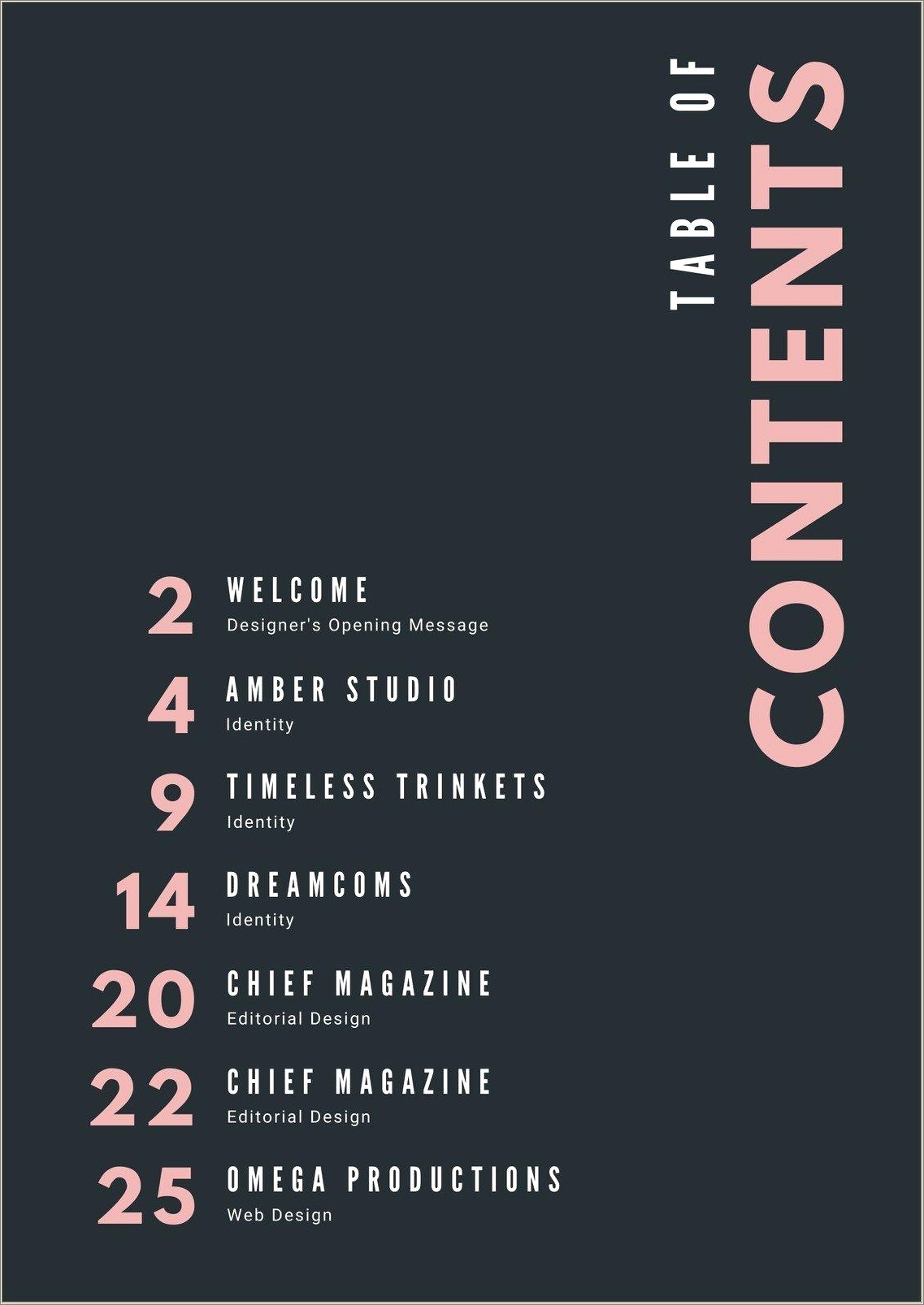 Creative Table Of Contents Template Free Download