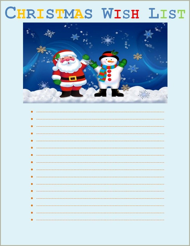 Cute Christmas Wish List Template Free Printable