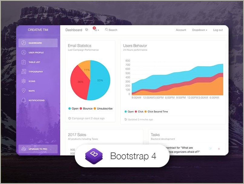 Dashboard Landing Management Template Bootstrap Free Toggle