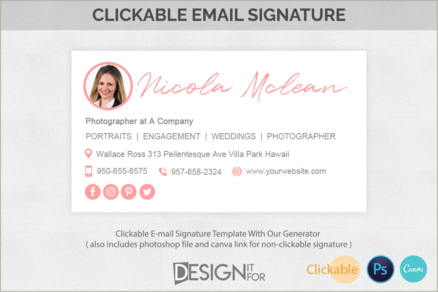 Dimensions For A Photoshop Email Signature Template Free