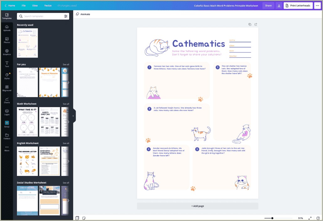 Elementary Daily Homework Assignment Sheet Color Template Free