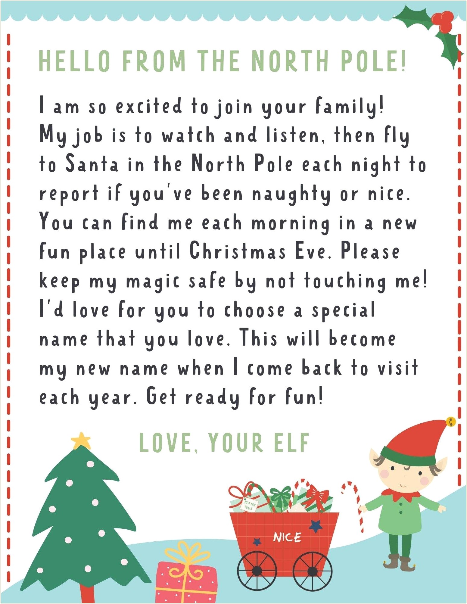 Elf On The Shelf Letter Templates Free