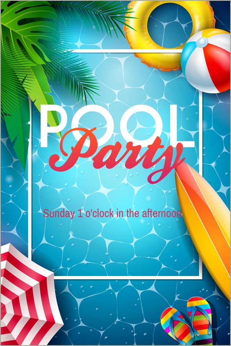 End Of Season Pool Party Invitations Free Template