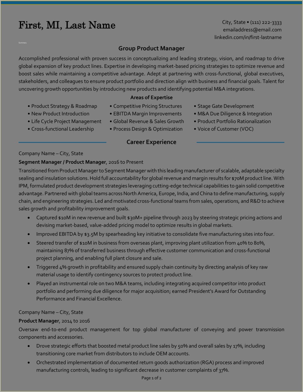 Examples Of Good Resume Format