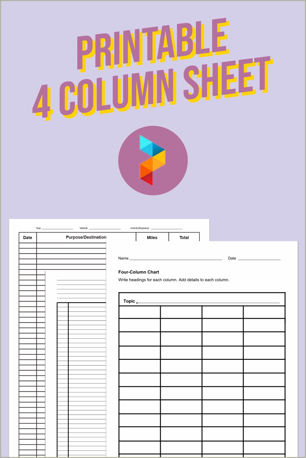 Fillable Free Downloadable 4 Column Microsoft Word Template
