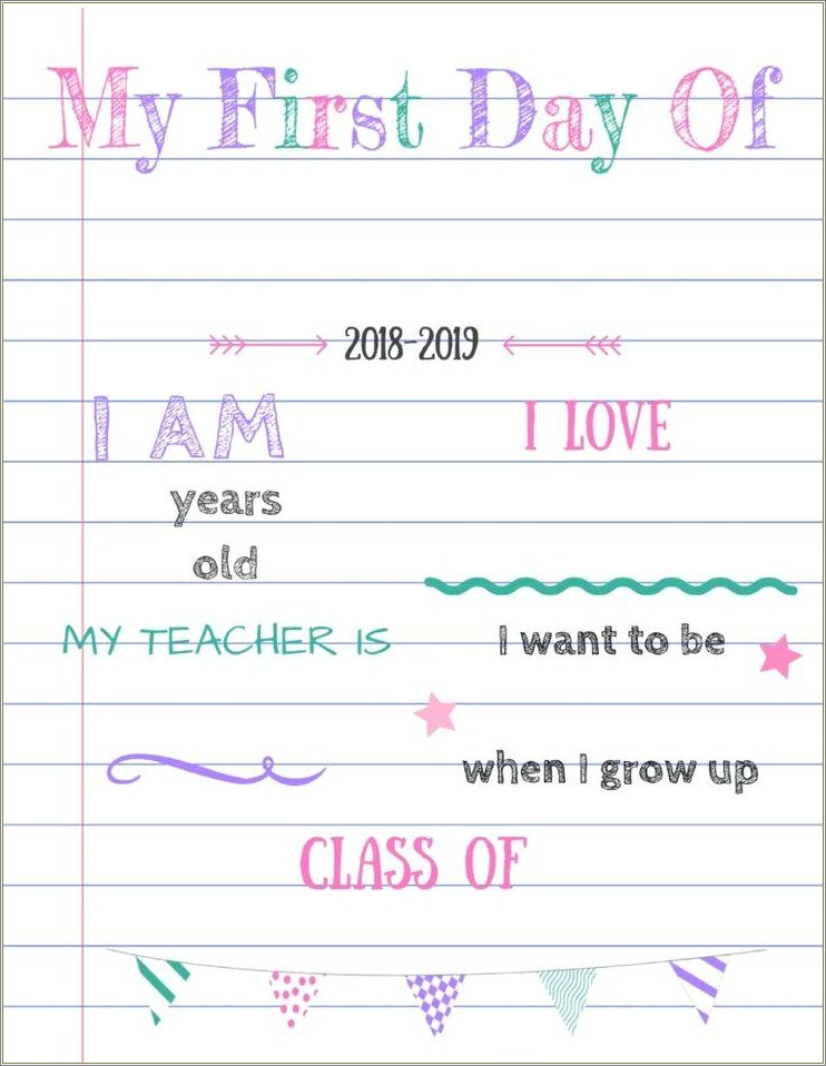 First Day Of School Free Template Rewritable