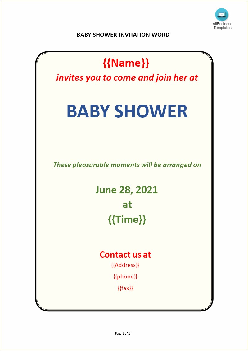 Free Baby Sprinkle Invitation Templates For Word