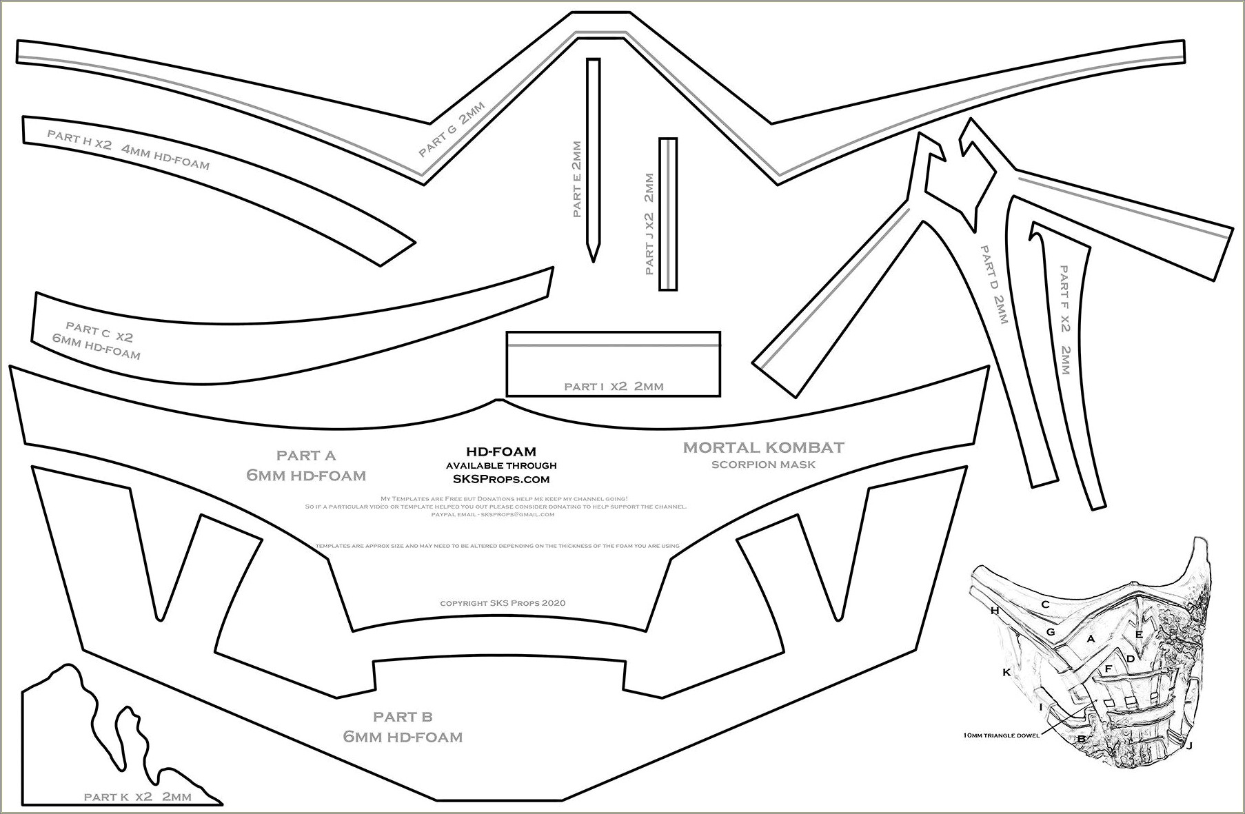 Free Basic Helmet Digital Template Eva Foam