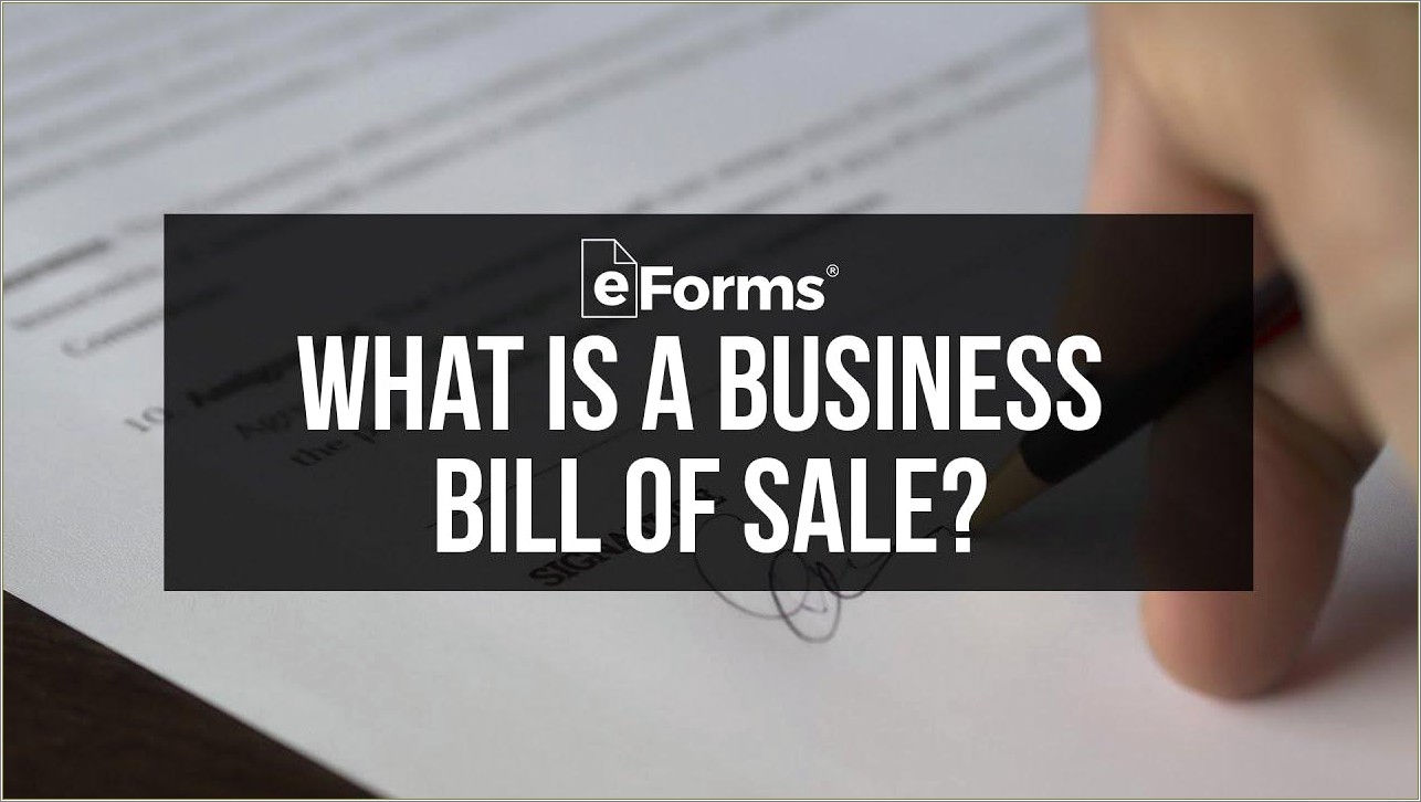 Free Bill Of Sale Business Assets Template