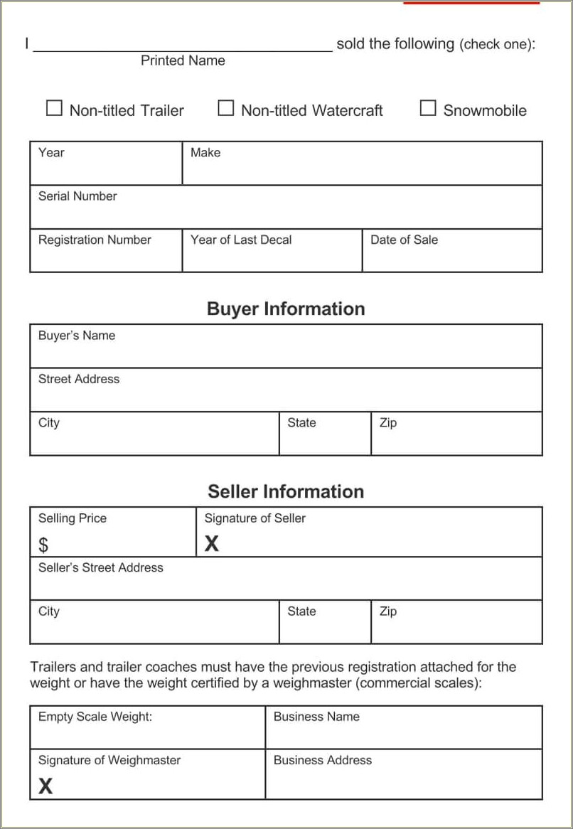 Free Bill Of Sale Template For Car Uk