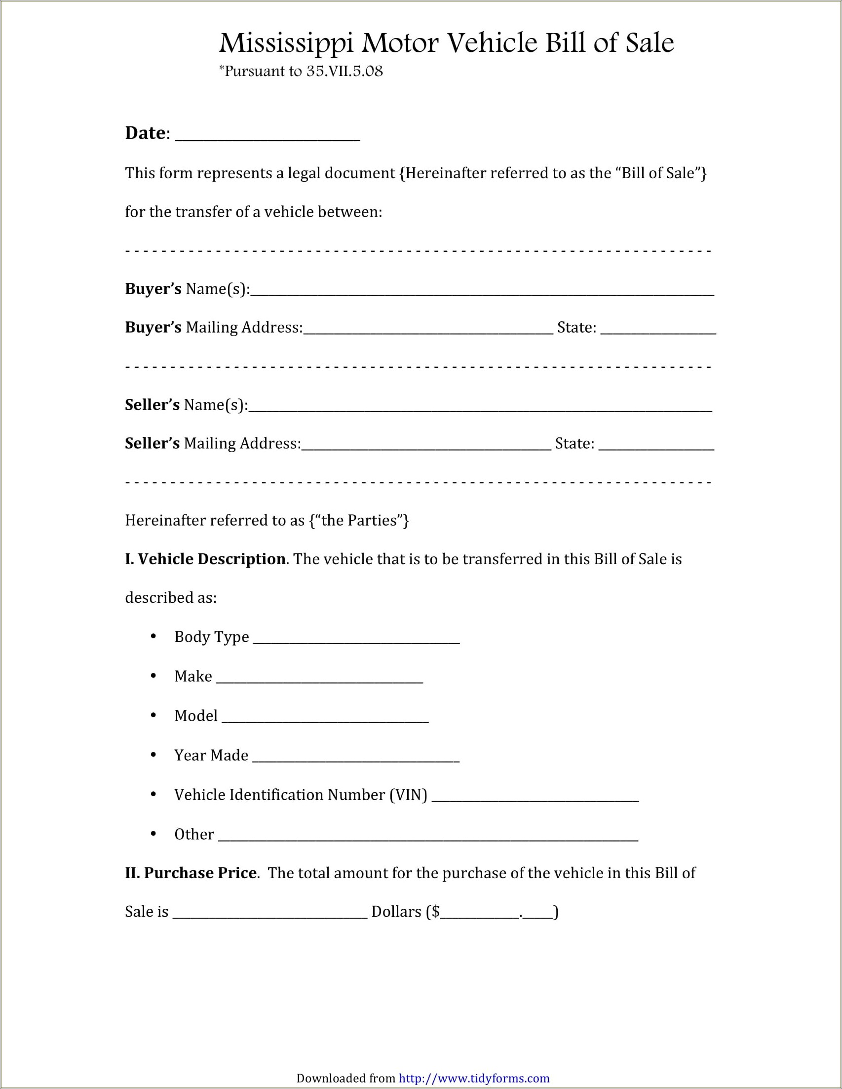 Free Bill Of Sale Template For Four Wheeler