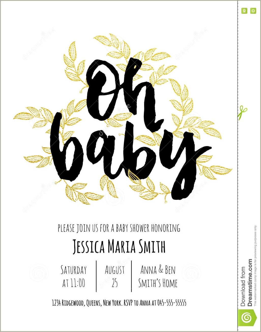 Free Black And Gold Baby Shower Invitation Template