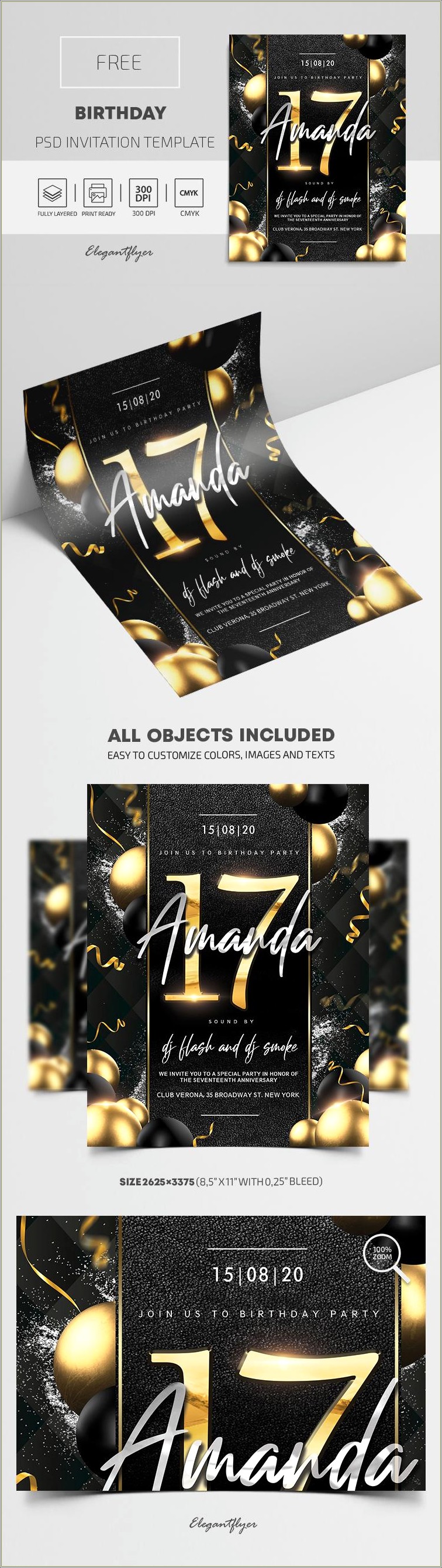 Free Black And Gold Birthday Flyer Template