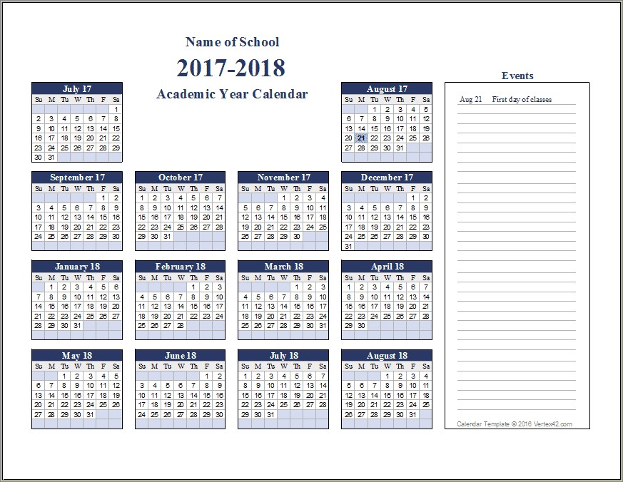 Free Blank Back To School Calendar Templates