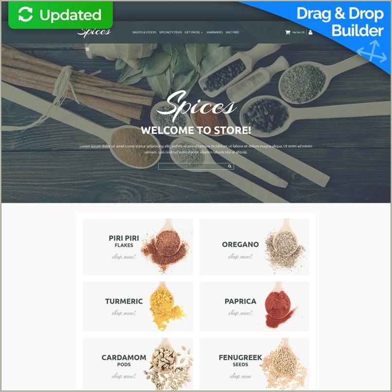 Free Bootstrap Template For Online Spices Shopping