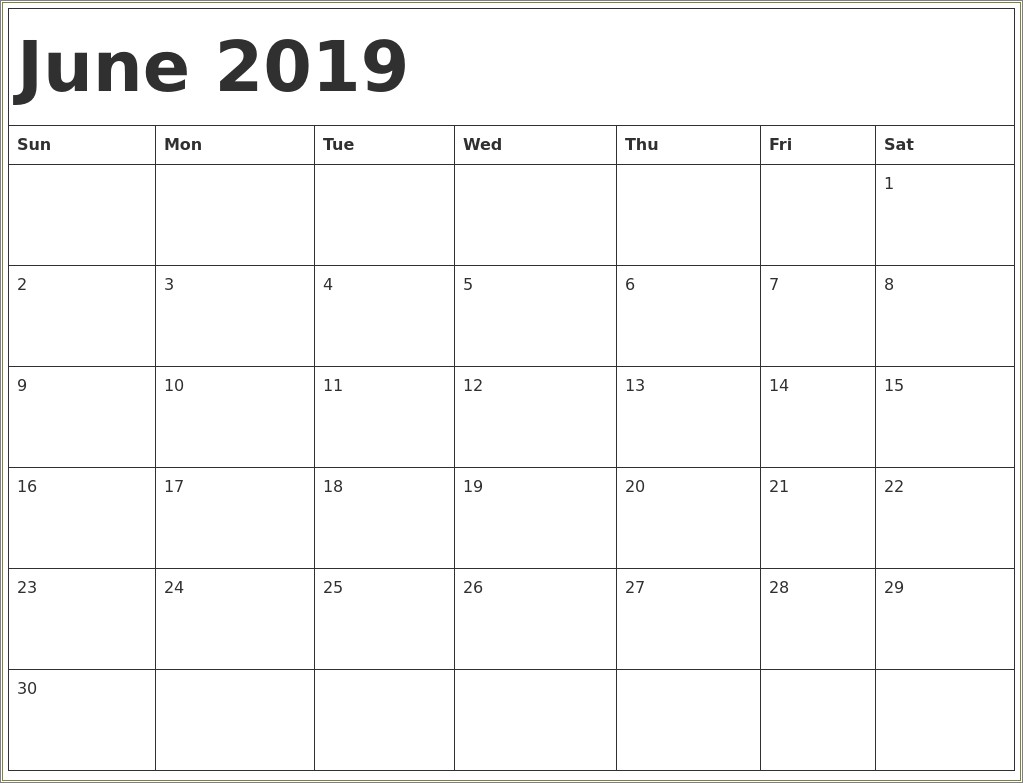 Free Calendar 2019 Monthly With Notes Template