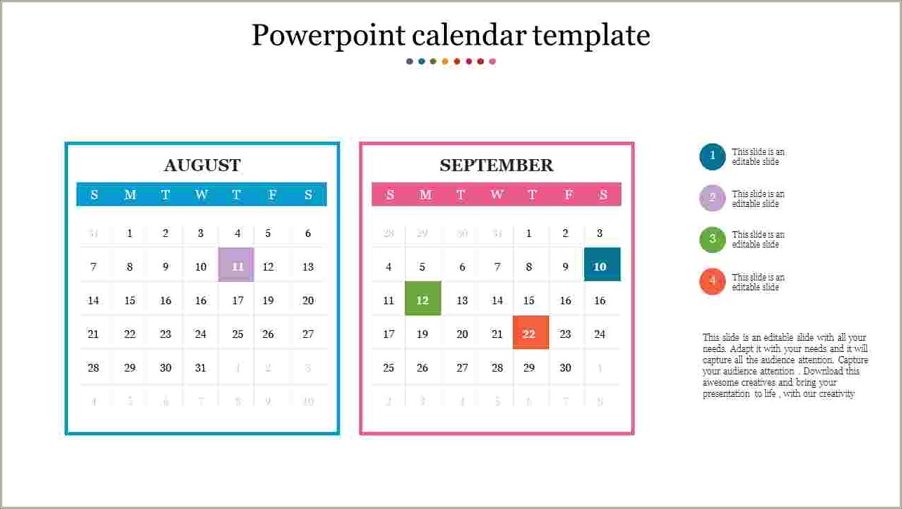 Free Calendar Powerpoint Template 1 Week Per Page