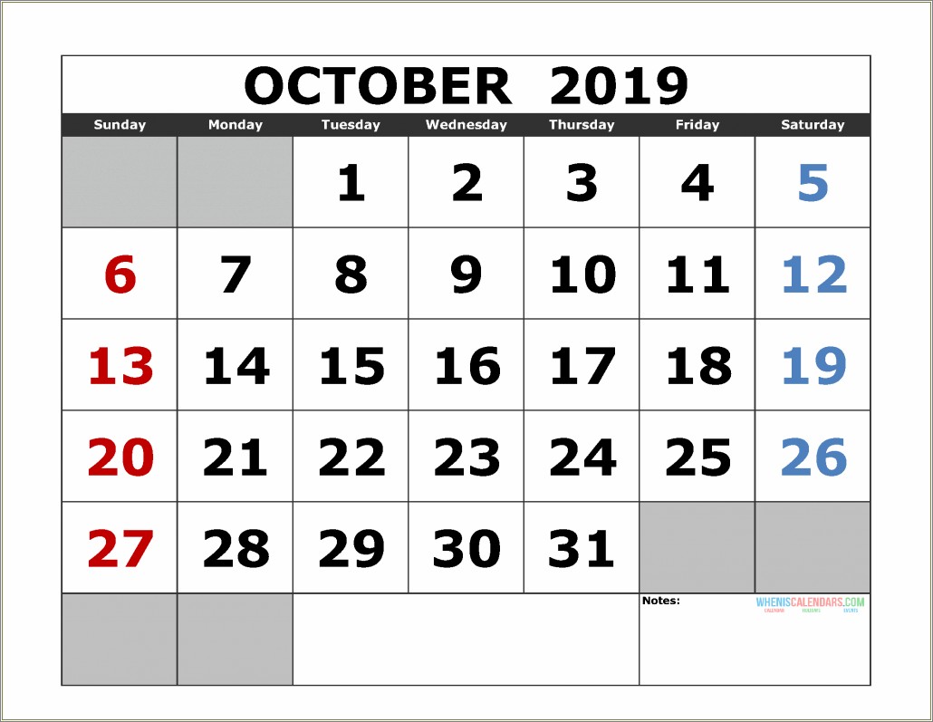 Free Calendar Template Monthly 2019 Monday First