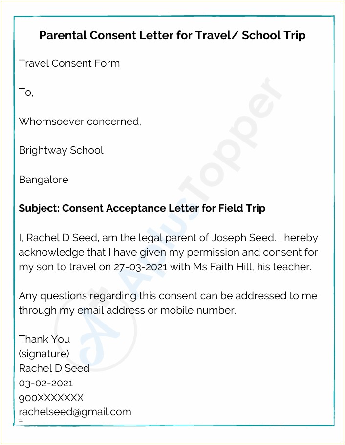 Free Child Travel Consent Form Template Uk