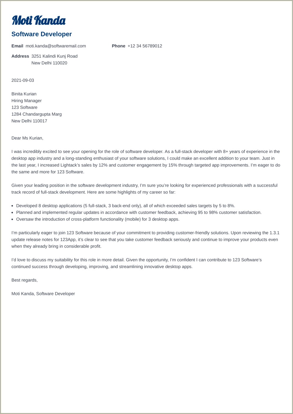 Free Cover Letter For Job Application Template