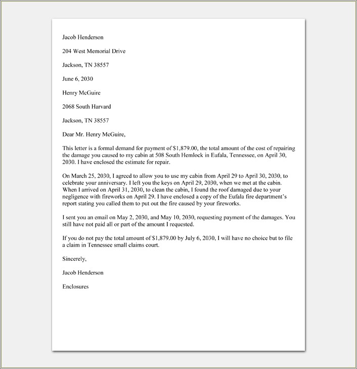 Free Demand Letter Templates Or Legal Action